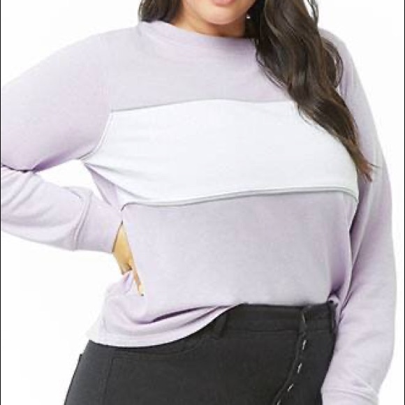 Lavender white color block sweatshirt - Picture 1 of 3